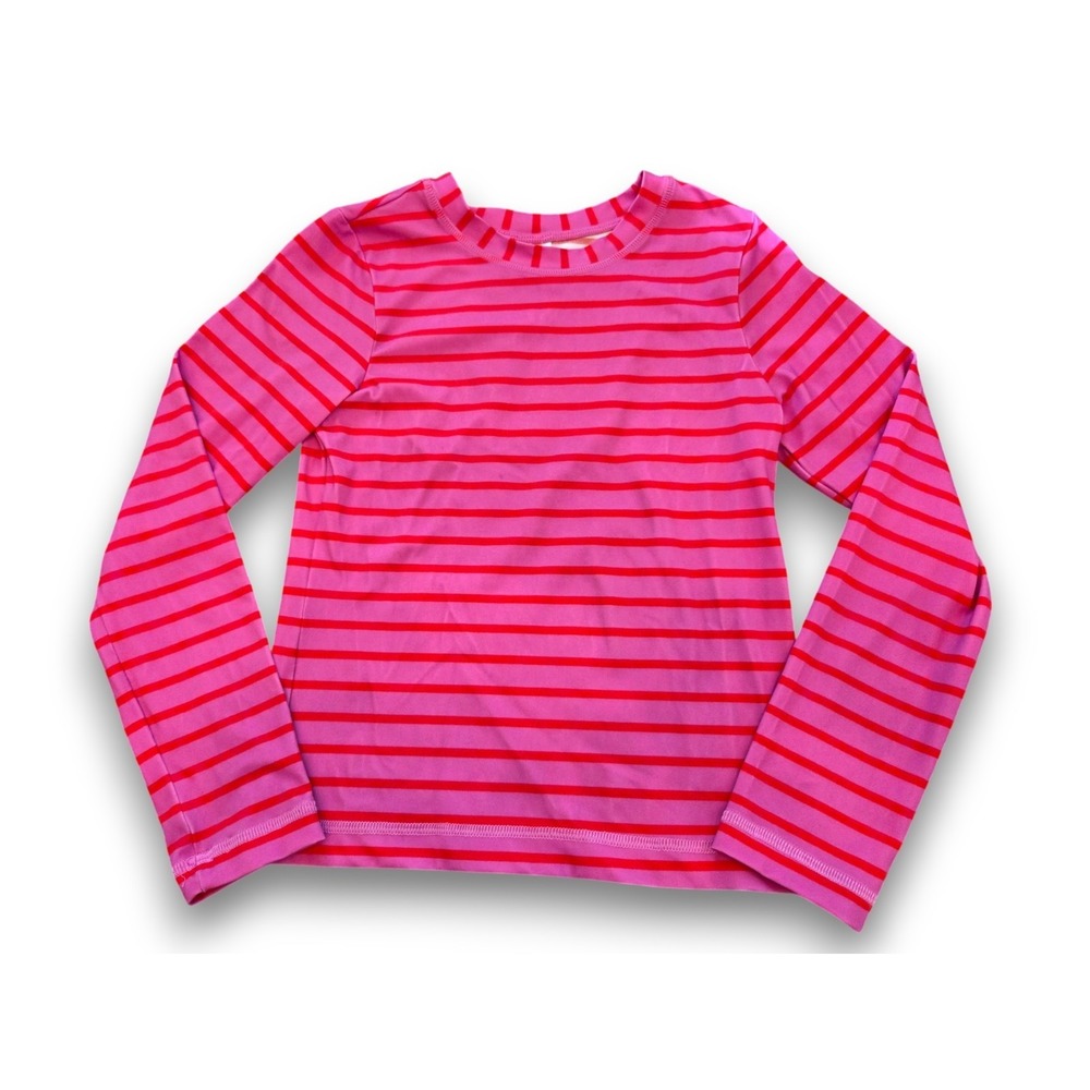 Hanna Andersson Girls Swim Long Sleeve Rash Guard Top 140 cm US 10 Pink Stripe